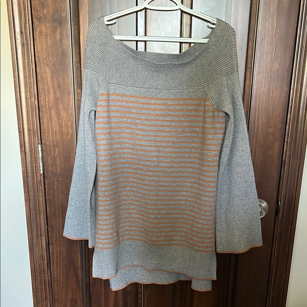 Gray and Brown Striped Women's Sweater